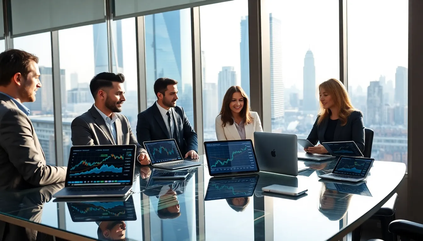 diverse team discussing tech investments in a modern office.